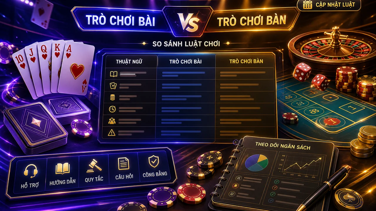 So sánh bàn chơi và tình huống mẫu: luật trò chơi bài và trò chơi bàn m88 dễ hiểu